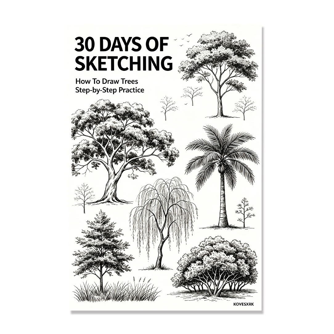 TEMU 1 pièce Livre de d'arbres par avec couverture vintage - Guide de l'ombrage et de A5 pour débutants, pratique du dessin de , techniques de