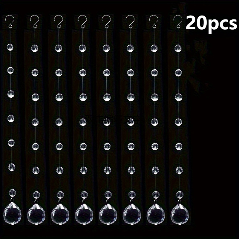 Image of A Set Of 20 Exquisite Acrylic Crystal Bead Garlands, Each Measuring 80cm In Length With Hooks, Designed For Decorating , Windows, Chandeliers, And Ceilings