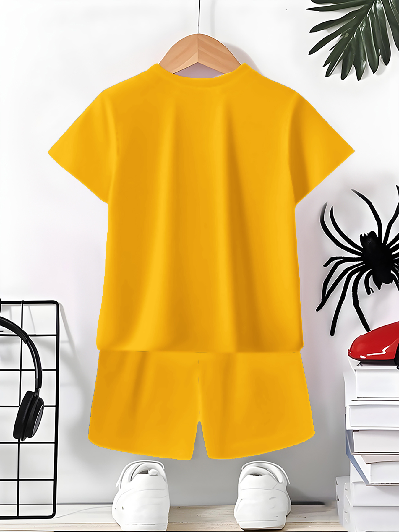 sweat-shirt décontracté   pour enfant avec manches courtes et short, ensemble t-shirt et short dextérieur pour garçon, parfait pour lextérieur