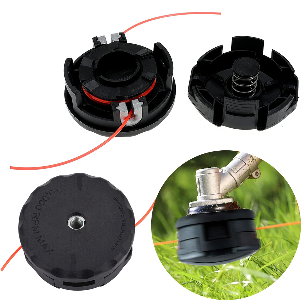 Image of Set Of 2 Replacement Trimmer Heads, Featuring M10*1.25 Threading, Designed For Durability And High In Lawn Trimming, With Interchangeable Trimming Heads