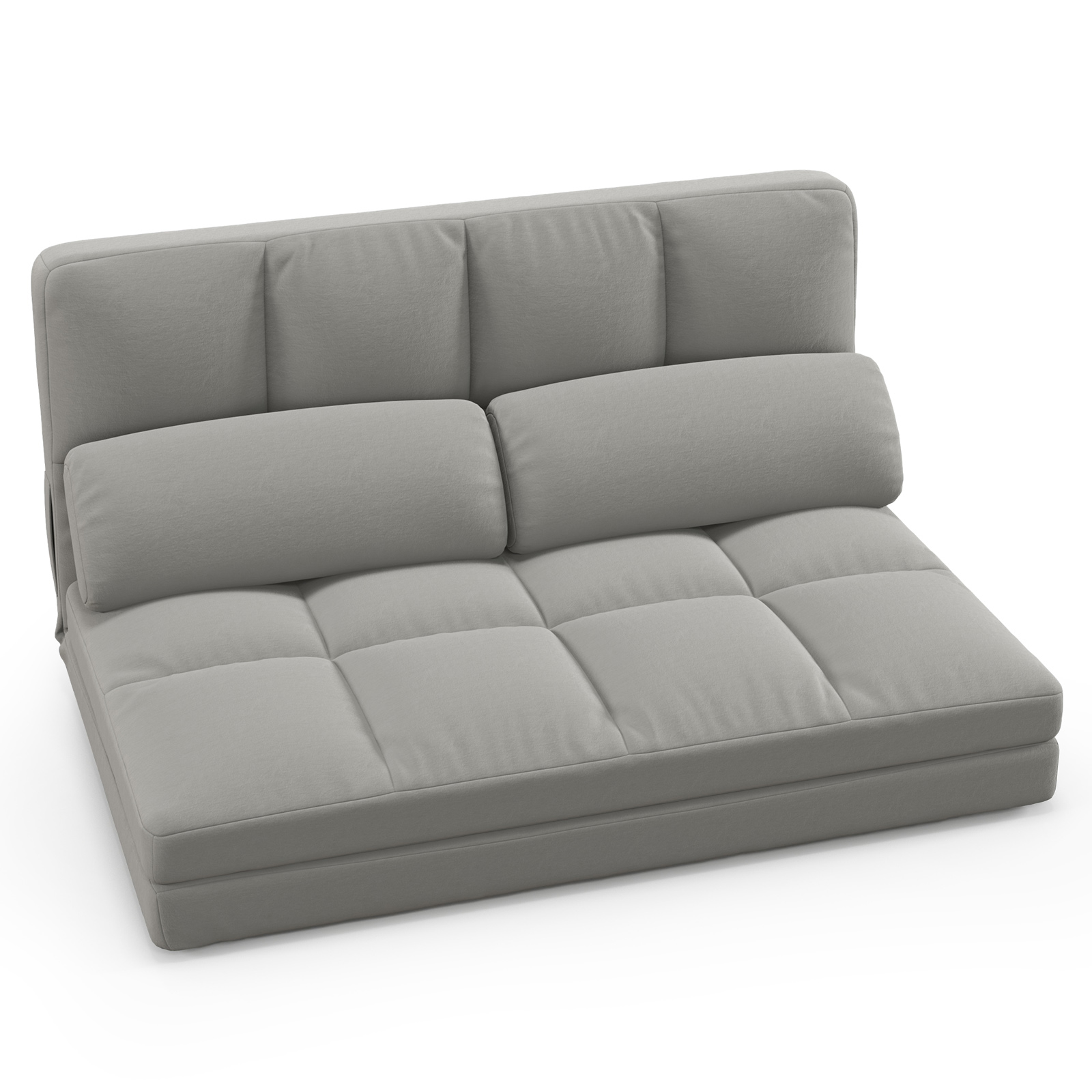 Image of Floor Sofa Bed, Convertible Floor Sofa Couch With 6 Adjustable Backrest, Skin-friendly Velvet Cover & Soft Sponge Filling, Lazy Sofa For Bedroom, Living Room, Balcony, Light Gray