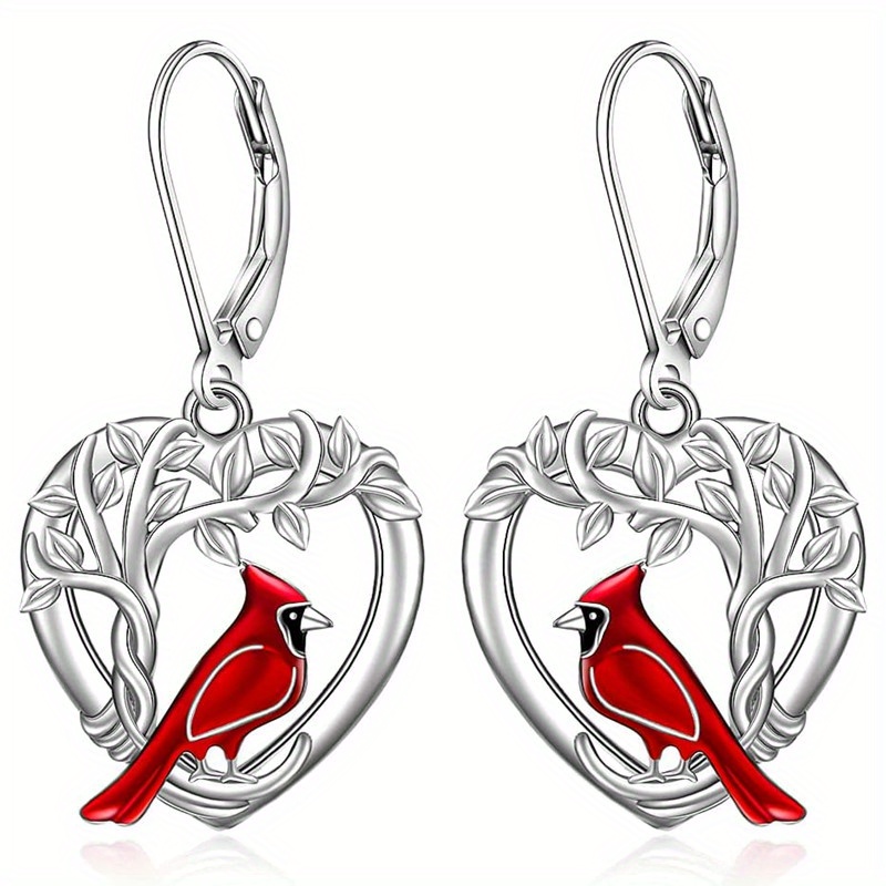 Image of Luxury Exquisite Red Bird Shaped Hoop Earrings For Women Hip Hop Gift Style Jewelry