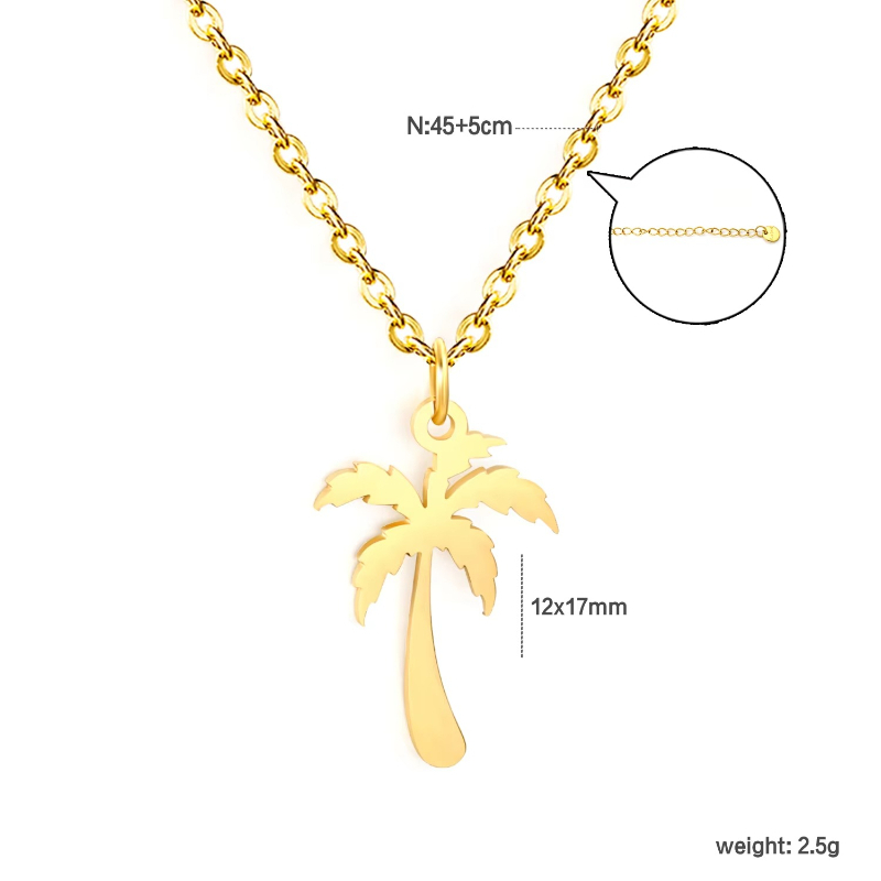 Women's Tropical Palm Tree Pendant Necklace