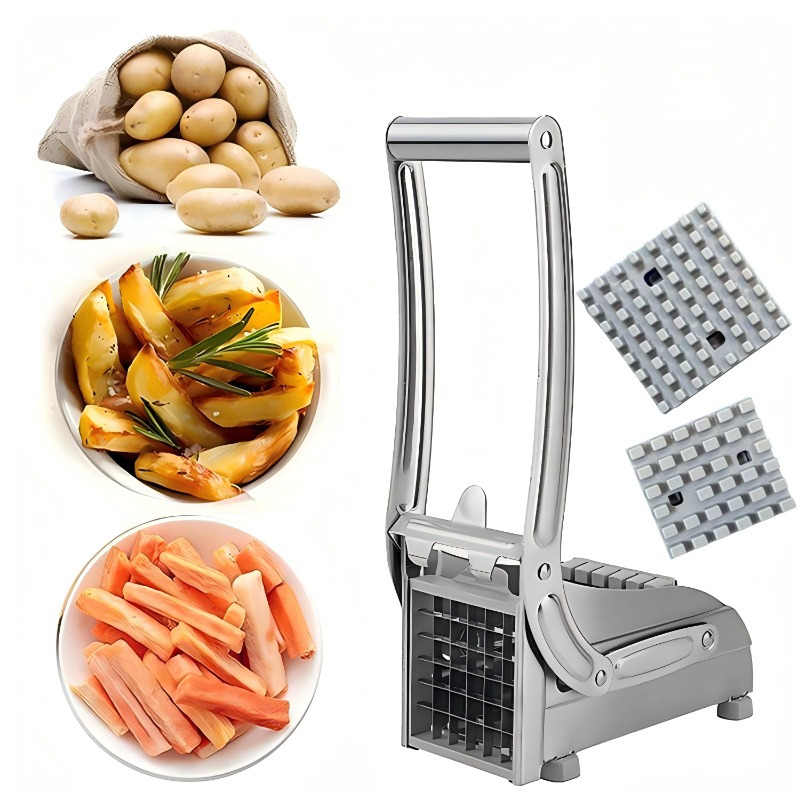 1pc   stainless steel fruit vegetable cutter french fry slicer potato chopper onion dicer with anti slip   food grade kitchen gadget set for   details 5