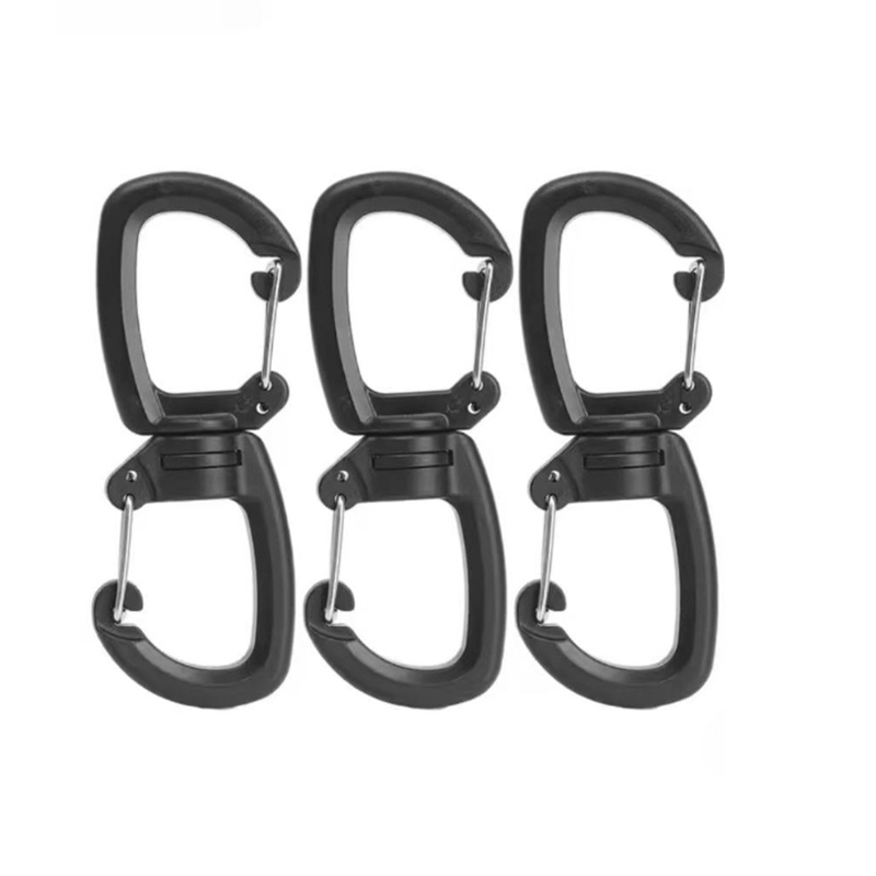 E-shop 3 Stück Outdoor Multifunktionale Doppelhaken-Clips | Praktischer Schlüsselanhänger, 360° drehbarer 8-förmiger Haken, Doppelklemmverschluss.