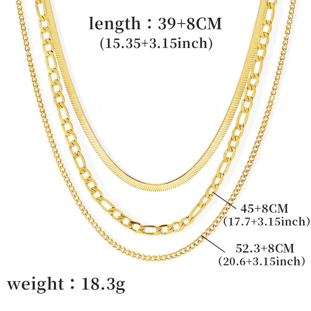 TEMU Collier à chaîne multicouche empilable en acier inoxydable 316, polyvalent et haut de gamme pour femmes, unisexe, plaqué or , résistant à , à la