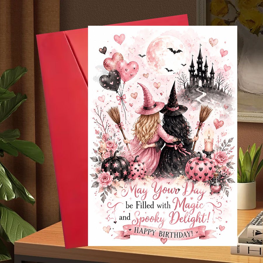 TEMU 1 Ensemble de cartes de vœux d'Halloween, carte d'anniversaire sur le thème de pour femmes, idéal pour passionnés de , parfait pour les