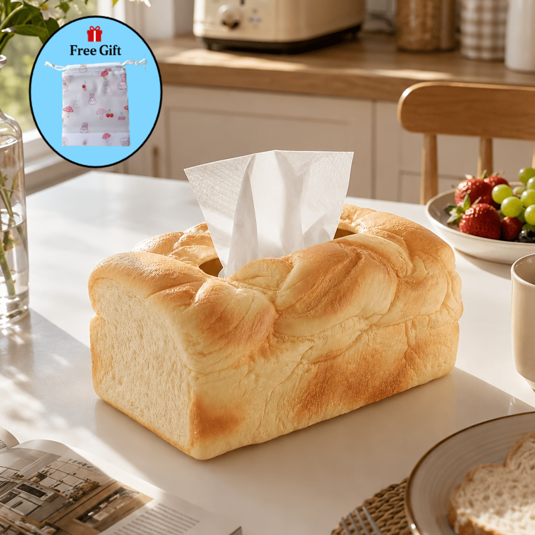TEMU (1pc Realistic Bread-shaped Tissue Box And 1pc Free Mushroom Storage Bag), Bag/, Desktop Tissue Organizer, Suitable For Living Room, Bedroom,