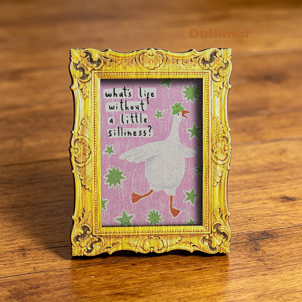 TEMU 1pc Cute Duck Wooden Fridge Magnet, Pink Background With Decoration, Miniature Design, Relaxed Atmosphere To Kitchen And Fridge Door, Ideal