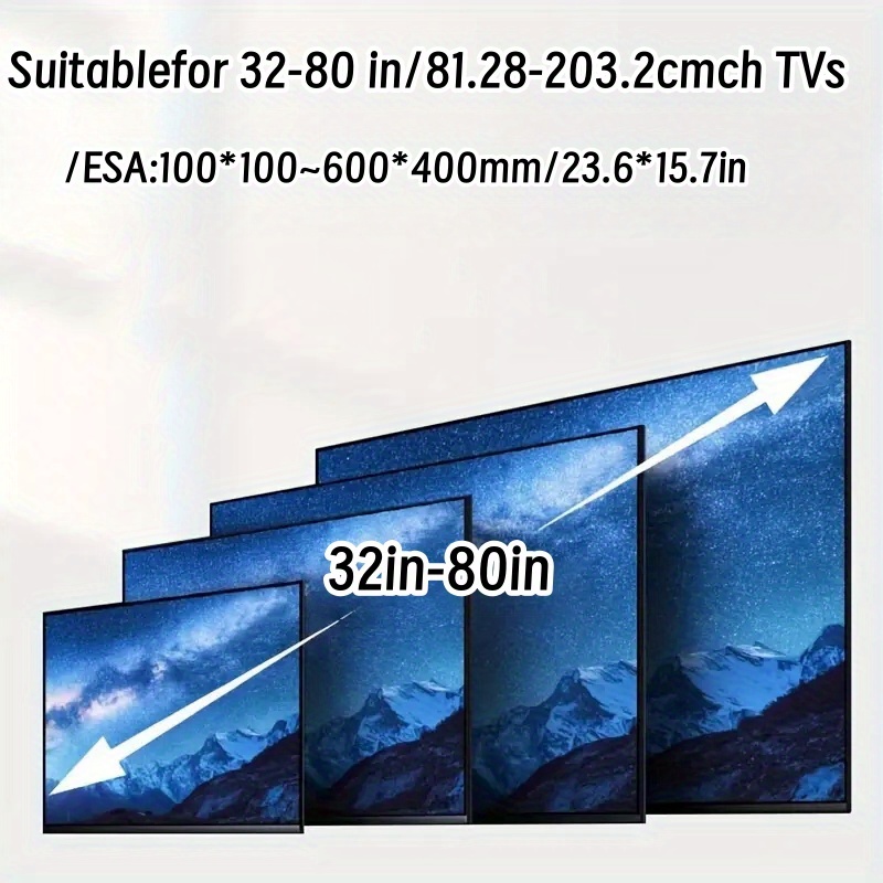 Support TV Universel   Métal Robuste pour Téléviseurs de 81,28 à 203,2 cm, Bras Articulé Réglable,   de 59,87 KG, Design   Bois, Style Moderne pour Salon et Salle de Conférence – Surface  , Construction Solide, Grand Meuble  
