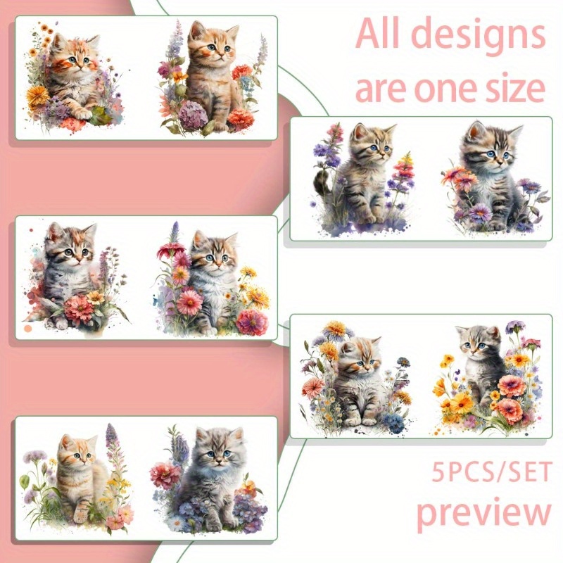 TEMU 5pcs/ Set And Cat 16oz Transfer Paper Uv Dtf High Self-adhensive Decor Wraps Transfer Paper