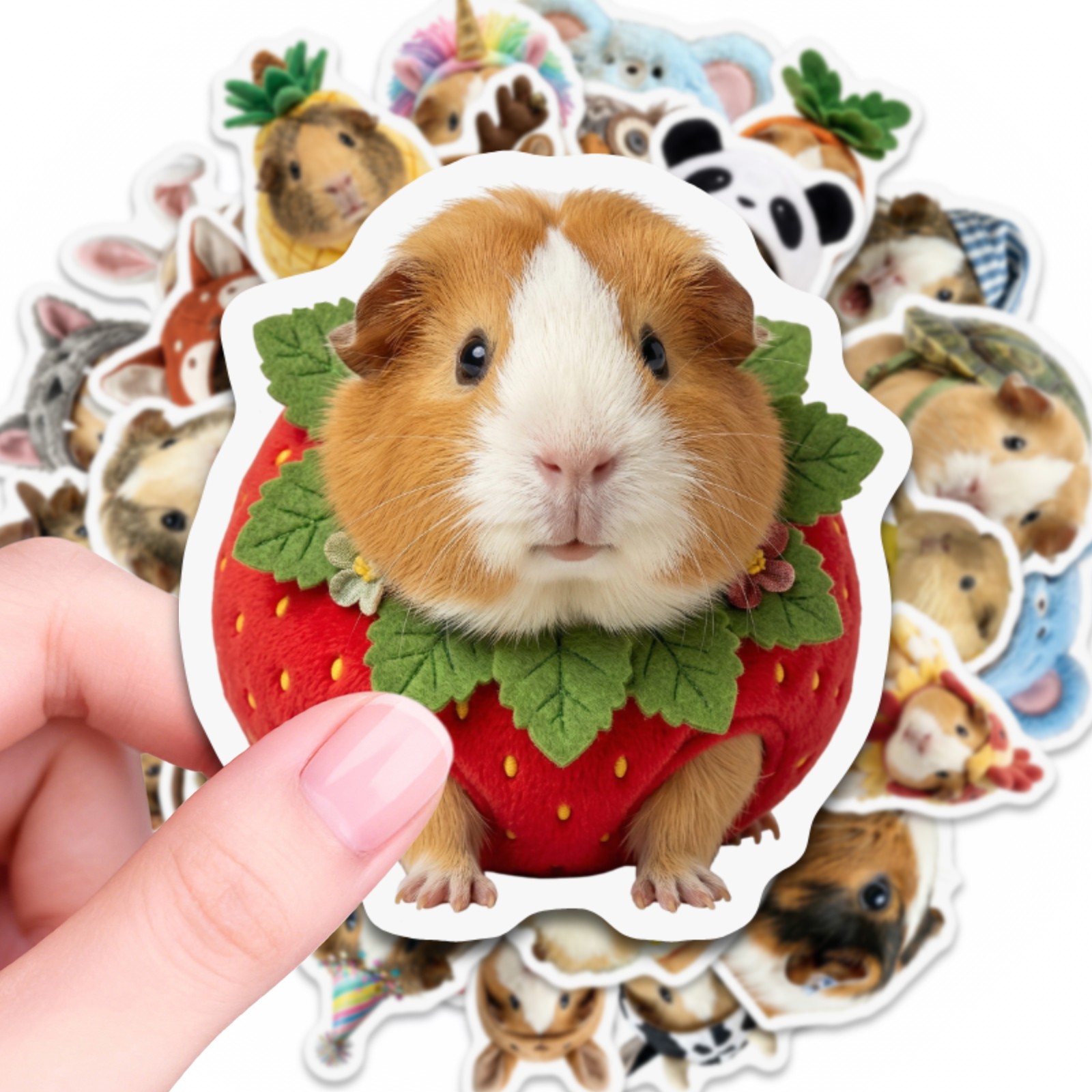 50pcs Colorful Cute Guinea Pig Stickers Pack Cartoon Style Design Diverse Costume Design Guinea Pig Stickers Decorate Notebook Water Bottle