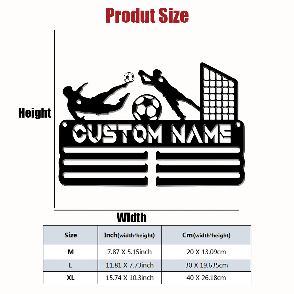 TEMU Portamedaglie a Tema Calcistico Personalizzato - da Parete Portiere, per Appassionati di Sport & , Regalo per , Maratone, Partite di Rugby &