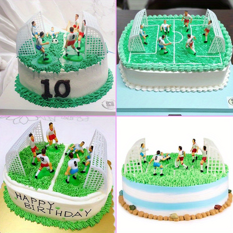 9pcs football team and net cake decoration set birthday party supplies