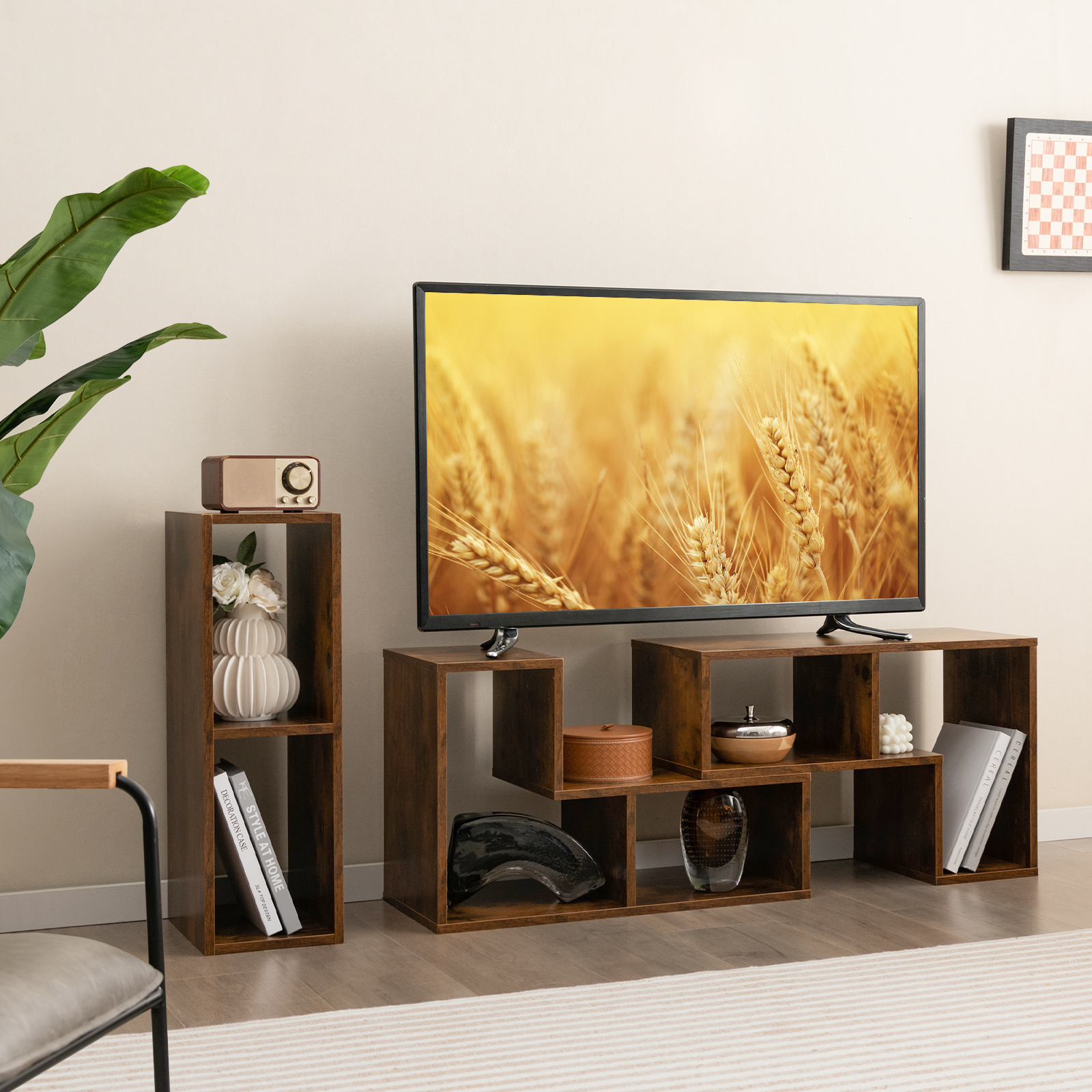 TEMU LIFEZEAL 3pcs Stand Moderne Centre d'entertainment Étagère de rangement Étagère Marron