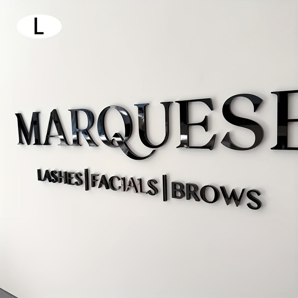 TEMU Plaque de nom murale 3D personnalisée en acrylique pour spa et salon, enseigne d'entreprise de studio de beauté personnalisée, police cursif ,