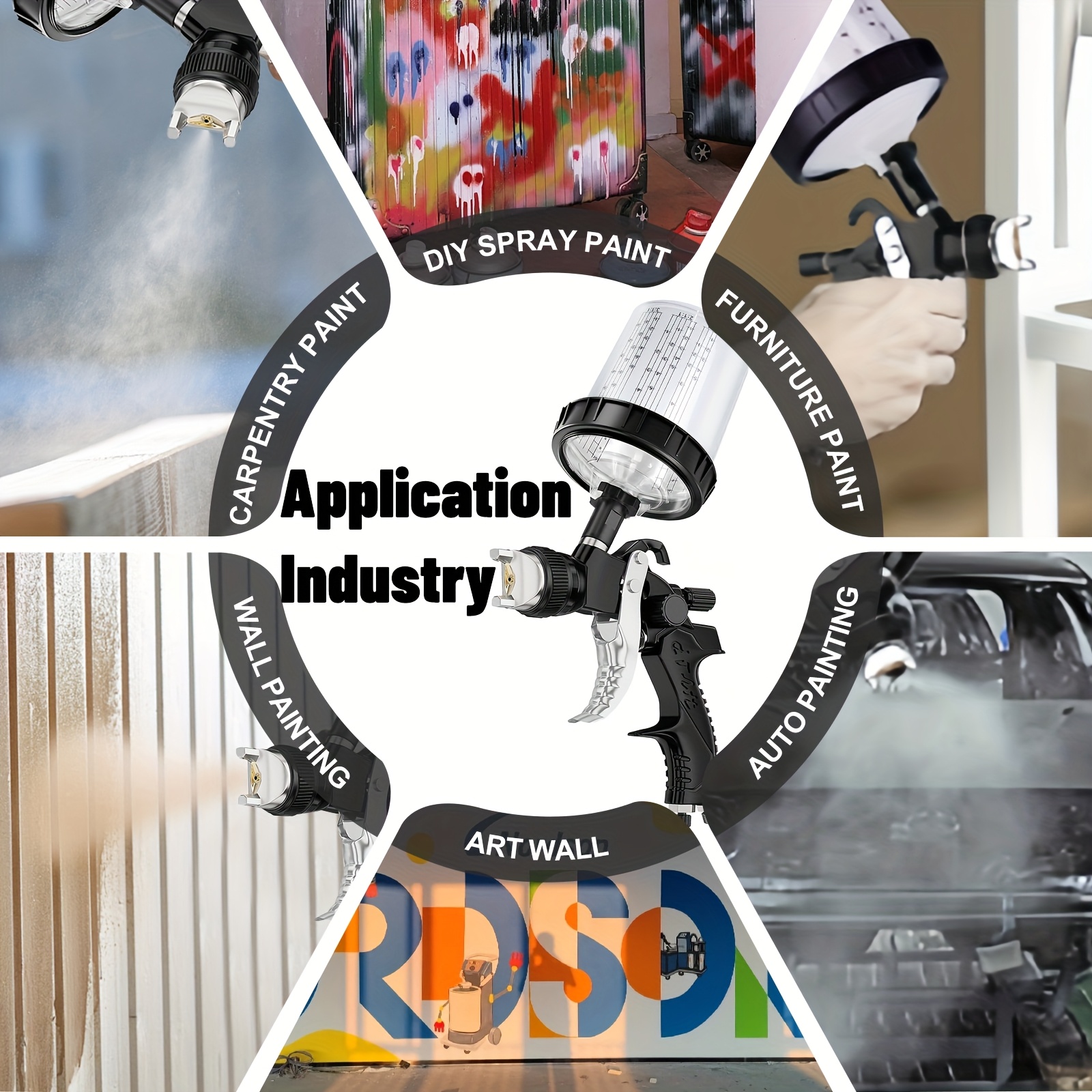 spray gun set   four nozzles compressed air gravity spray gun equippedz measuring cup disposable mixing cups with lids   filters
