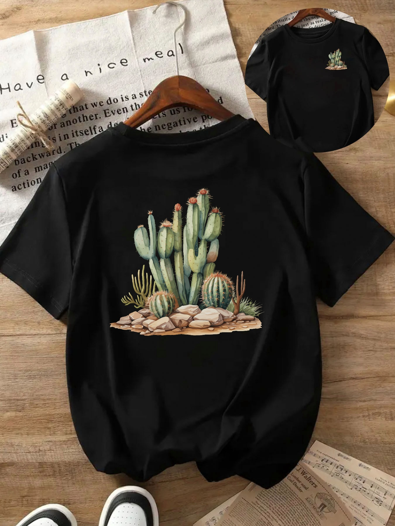 kaktusblten mode buchstaben druck t shirt kurzarm rundhals - Temu Germany