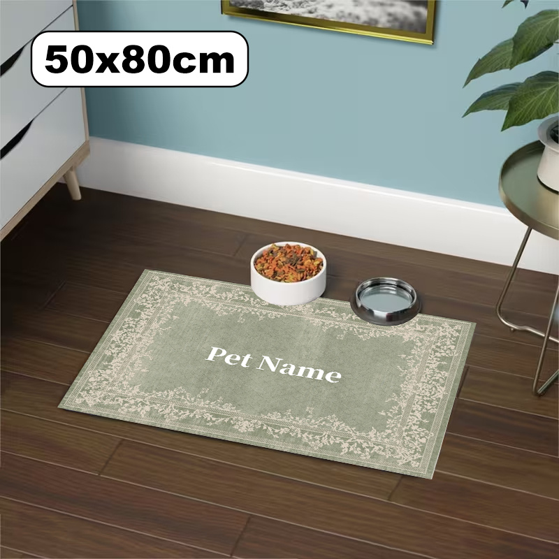 TEMU 1pc Of A Personalized Diatomaceous Earth Pet Feeding Mat Featuring A Custom Photo And Name, Suitable For Bowls. It Dries Quickly, Is Easy To