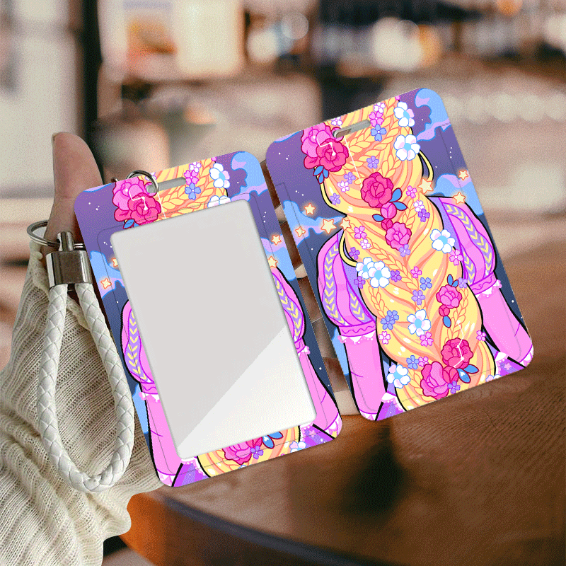 TEMU 2D y Fantasiosa con Trenzado, , Estampado Floral Rosa con Cordón - Porta DNI, Porta Tarjetas de Crédito, para Doctoras y Enfermeras, Porta DNI