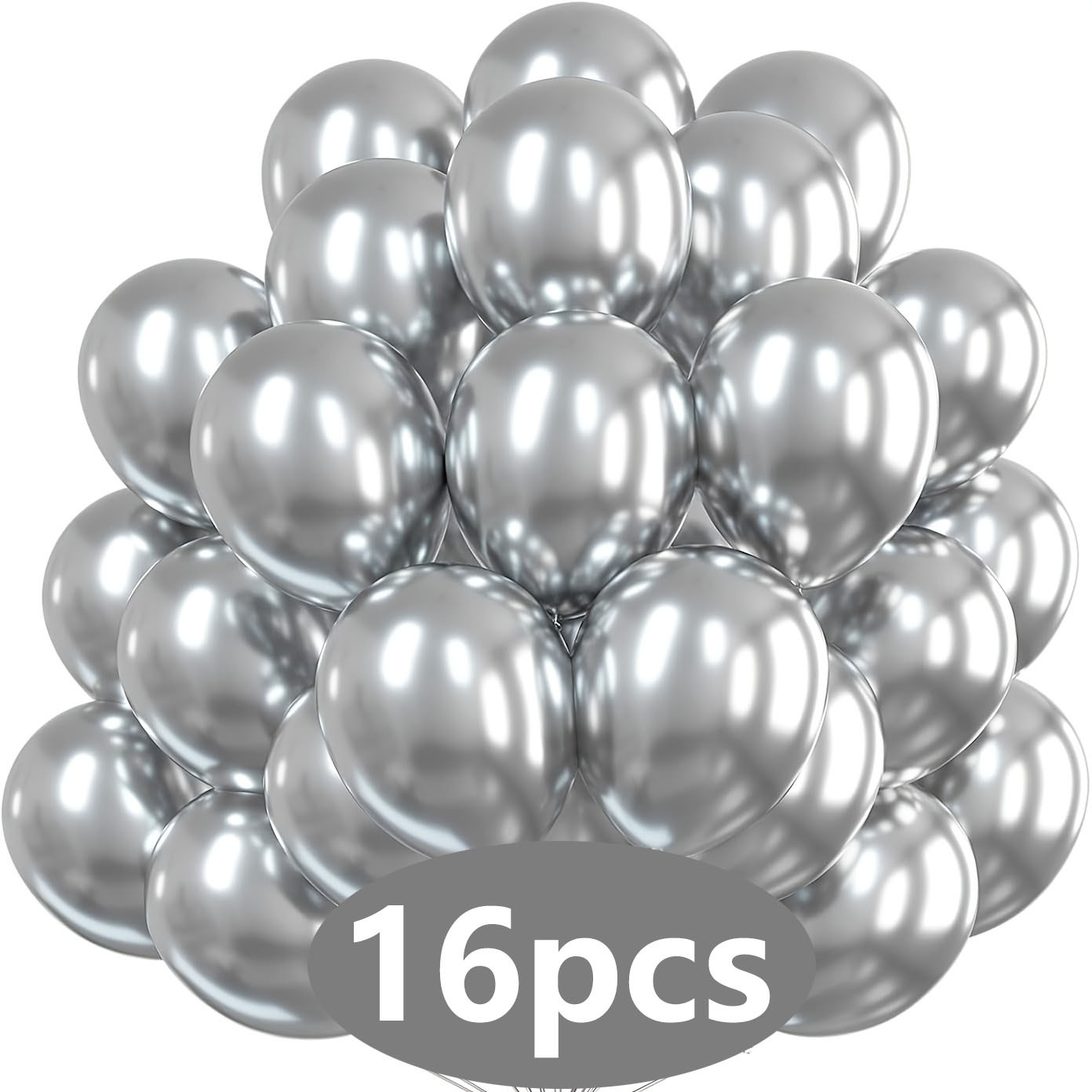 TEMU 16 Stück metallisch-silberne Luftballons, 10 Zoll metallisch-silberne Latexballons, für romantische Valentinstags-Dekorationsartikel, Verlobung,