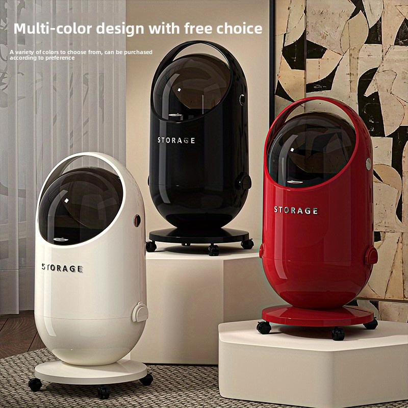 Modern Cylindrical Automatic Odor-Control Trash Can with Central Locking Lid & Wheel System - Heavy-Duty Plastic Mobile Bin with Ergonomic Handle, Space-Saving Design for Kitchen, Office, Living Room - Modern Red/Black/White/Gray/Black with Golden Lid - Durable & Hygienic Waste Disposal, Sleek Cylindrical Shape with Smooth Wheels for Easy Mobility, Odor-Reducing & Hygienic Storage Solution, Garbage Cans for Kitchen, Diaper Trash Can, Trash Can On Wheels,