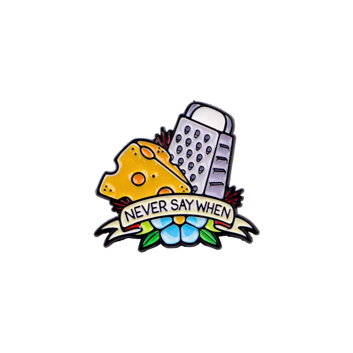 TEMU 1pc " WHEN" Pin en Émail - Design Fromage , Accessoire pour Sac à Dos, Cadeau Bijou, Broche, Badge de Revers