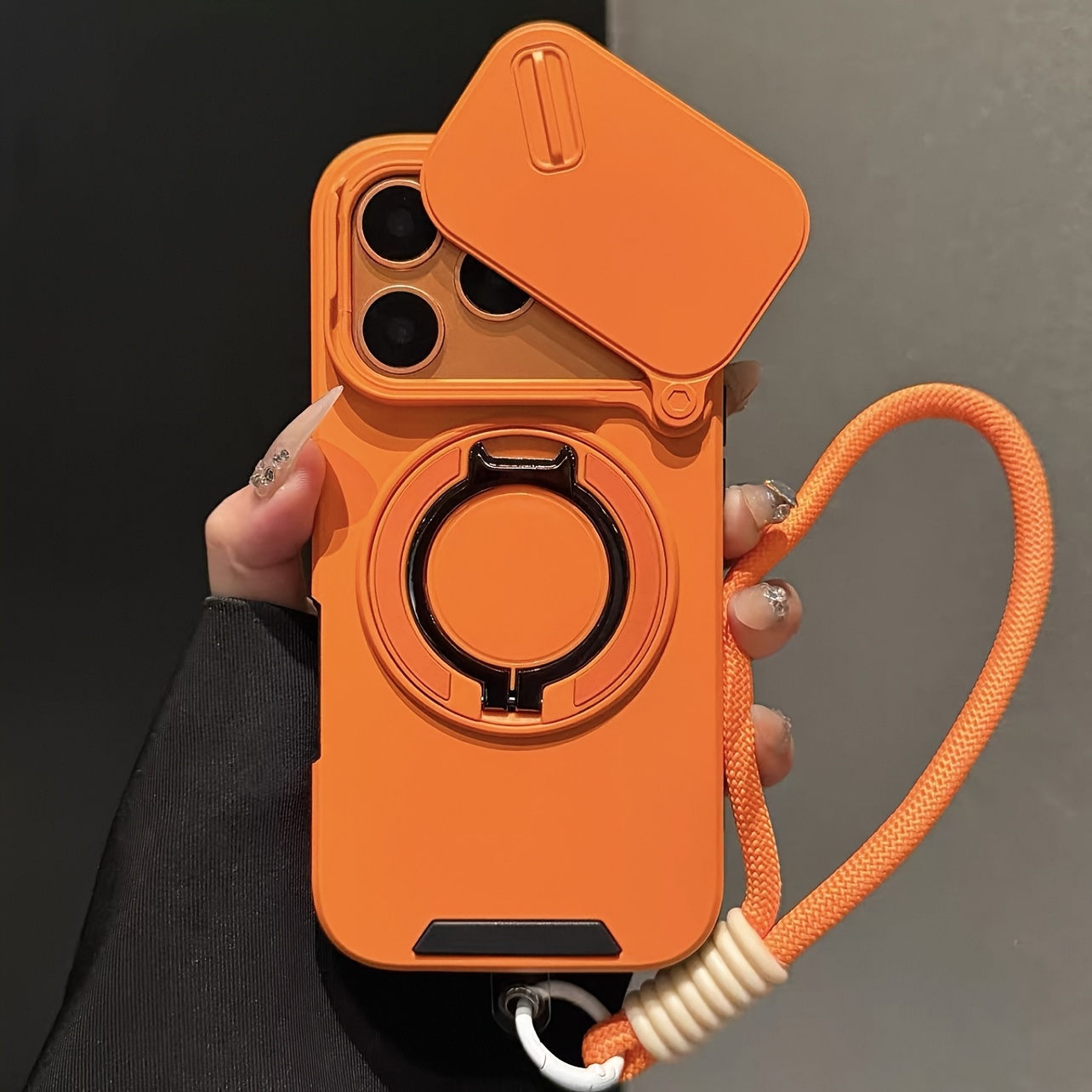 TEMU Coque de téléphone : Lot de 2 pièces : une coque de téléphone et une lanière de téléphone. Lanière avec coulissante pour appareil photo et coque