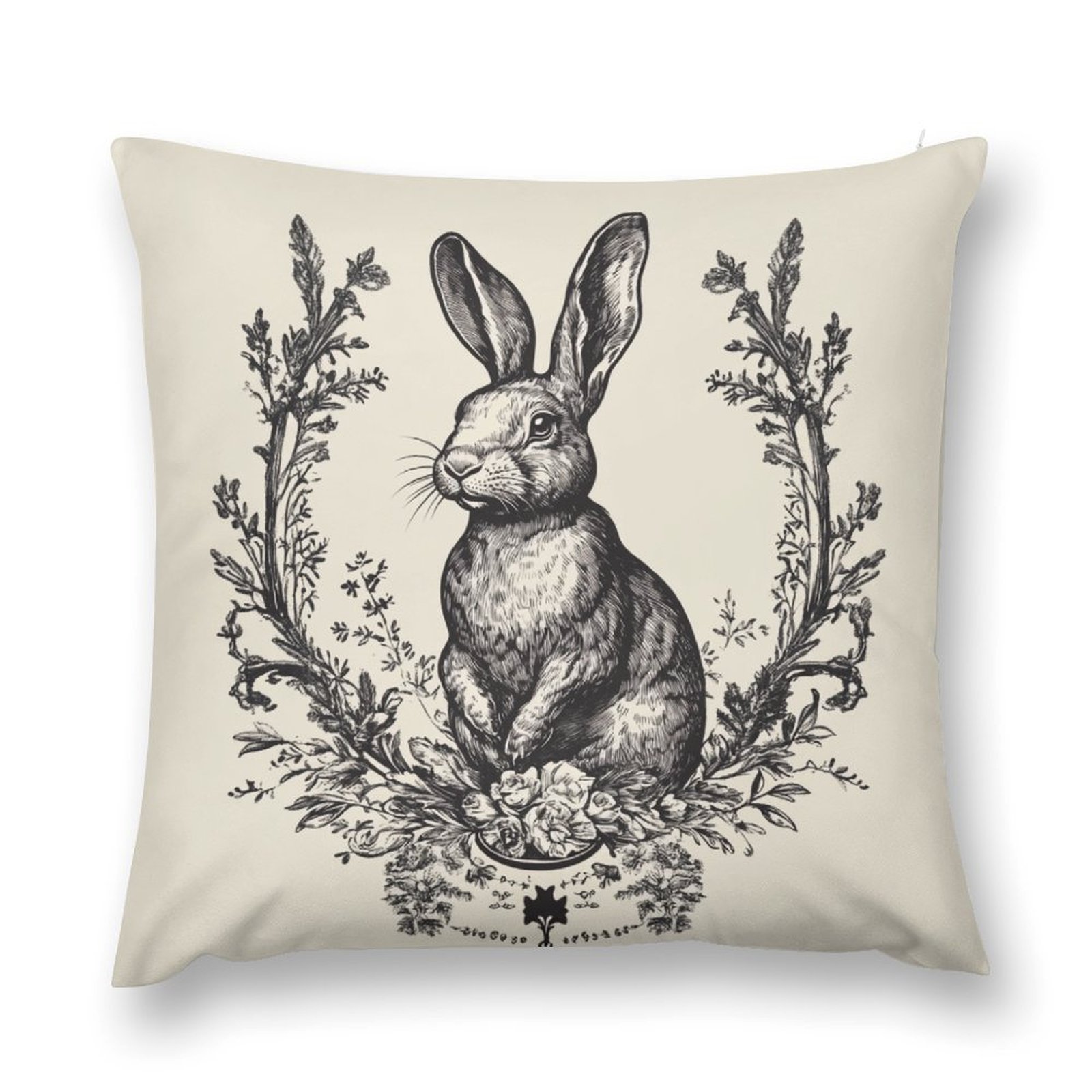 

Vintage Rabbit Throw Pillow Cover - Soft Plush, 18x18 Inch, Zip Closure, Machine Washable - Living Room, Bedroom & Outdoor Decor - Ideal Christmas Gift, Bunny Pillow Cover