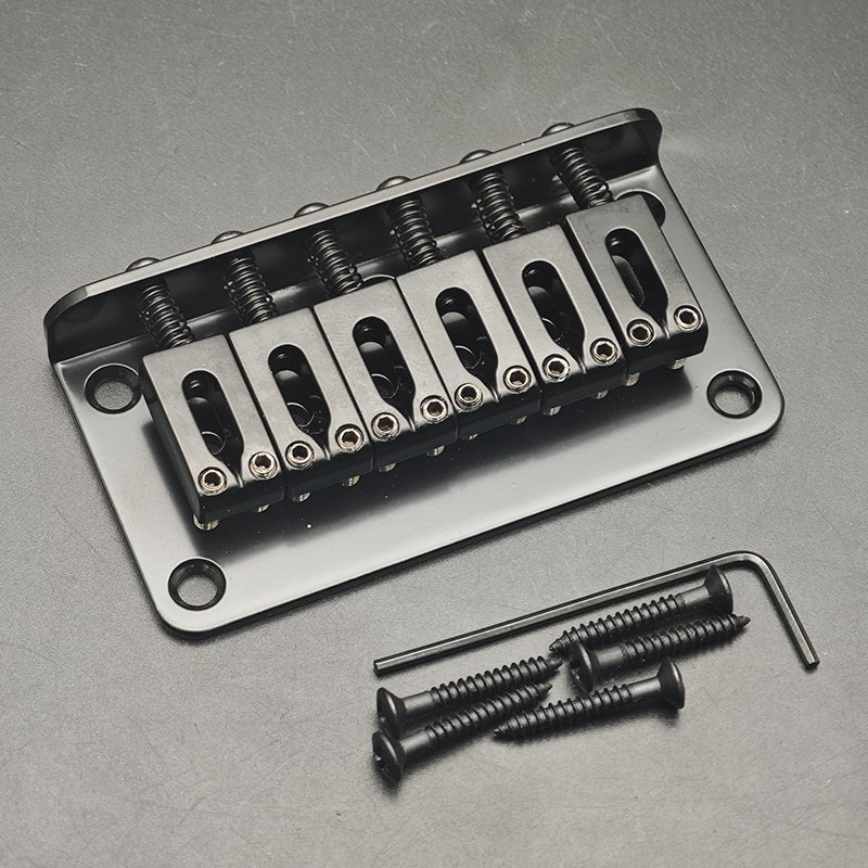 TEMU 6-string Fixed Guitar Bridge - 78x42mm, Electric Guitar Bridge With Tailpiece, Color Options: Black/chrome