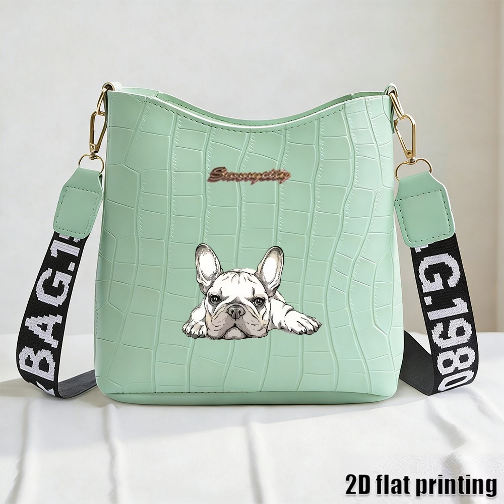 TEMU Paws-on-ground French Bulldog Women's Crossbody Bag, 2d Flat Printing, Zipper Closure, , Suitable For And . This Crossbody Bag Is Perfect For