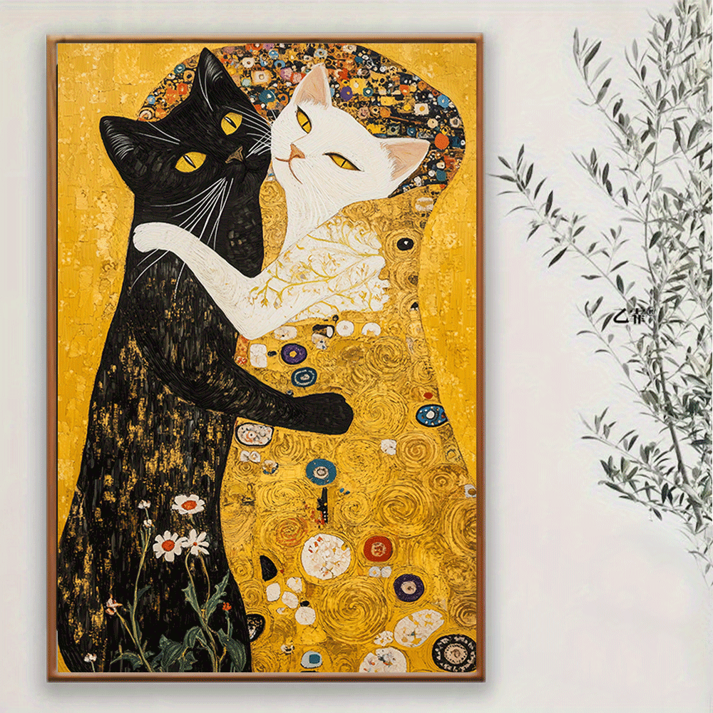 

Room Decor 1pc, Klimt Inspired Cats Canvas Art Print, 12x18inch Wall Decor, Bedroom, Living Room, Office, Cafe, Bar, Dorm, , Unique Gift For Birthdays, Christmas, Valentine's Day