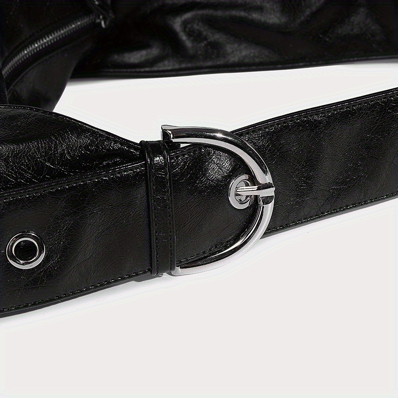 Vintage Style Shoulder Bag for Women with Metal Tag Embellishment