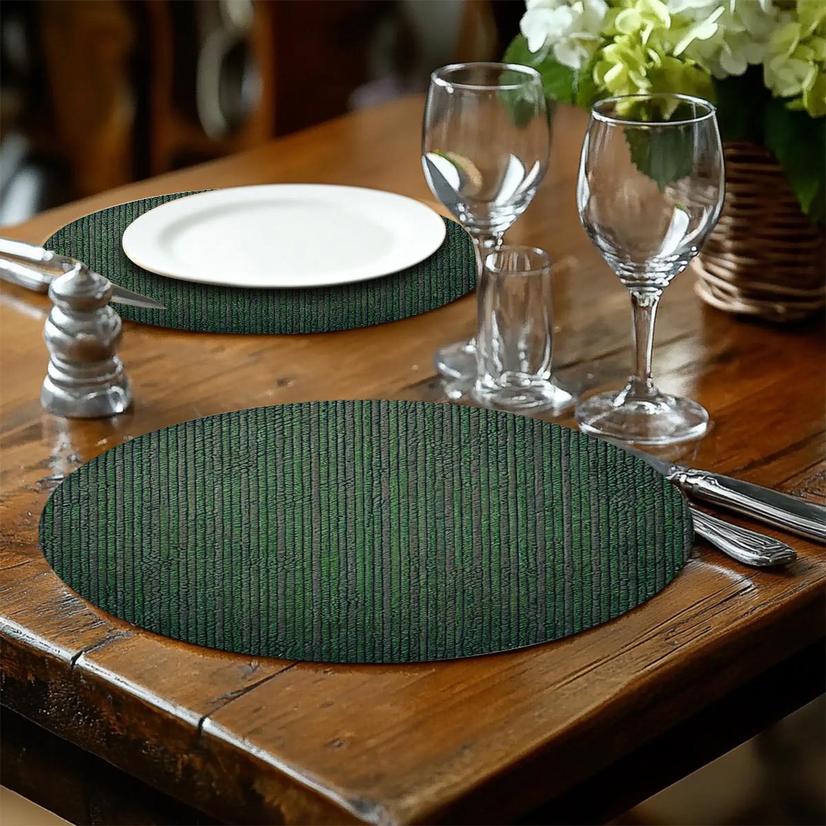 4 stück elegante dunkelgrüne runde tischsets – ideal küche
