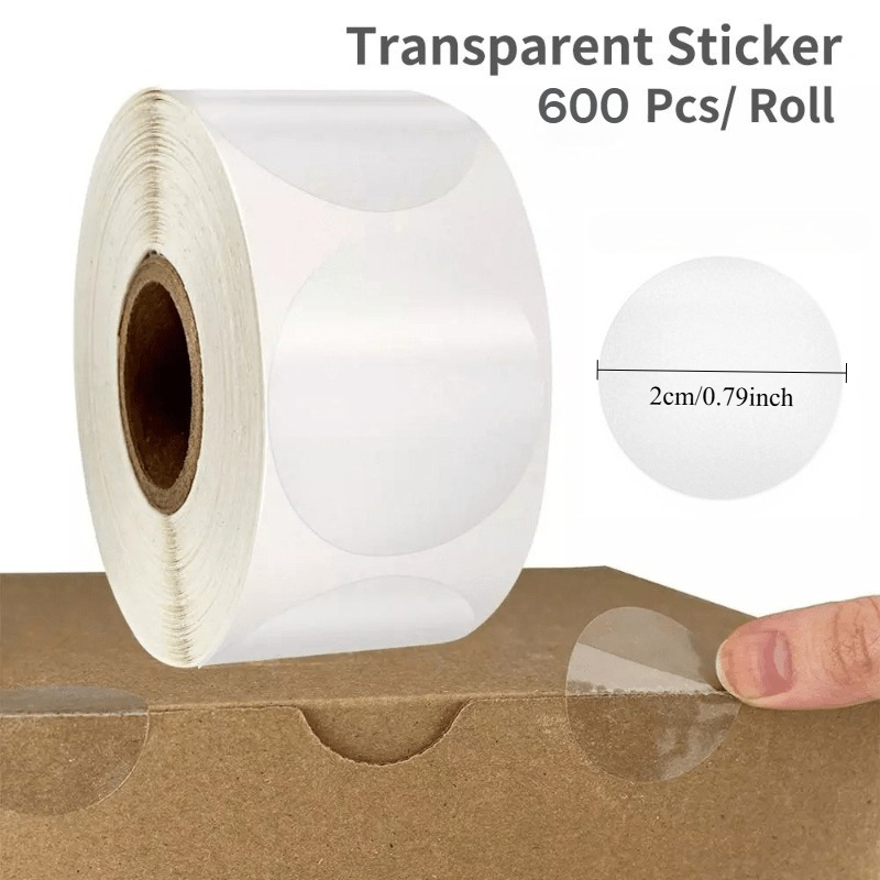Image of Newly Upgraded 600pcs Self-adhesive Transparent Stickers, Diameter 2cm - Perfect For Gift Wrapping And Packaging, Durable Pet Material, Ideal For Sealing Gift Boxes, Gift Packaging