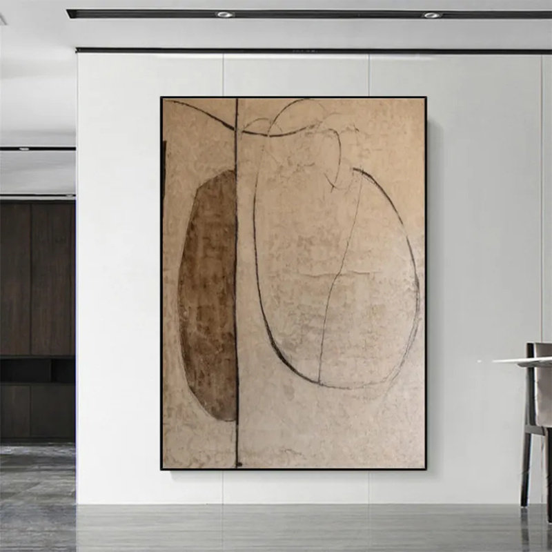 Hand-Painted Abstract Canvas Art - Vintage Minimalist Gray-Brown Oil Painting Texture Wall Art, 100% Hand-Painted Original Modern Work, Luxury Living Room Decoration, Unique Gift Idea, Canvas Wall Art, Abstract Canvas Wall Painting, Art Atmosphere