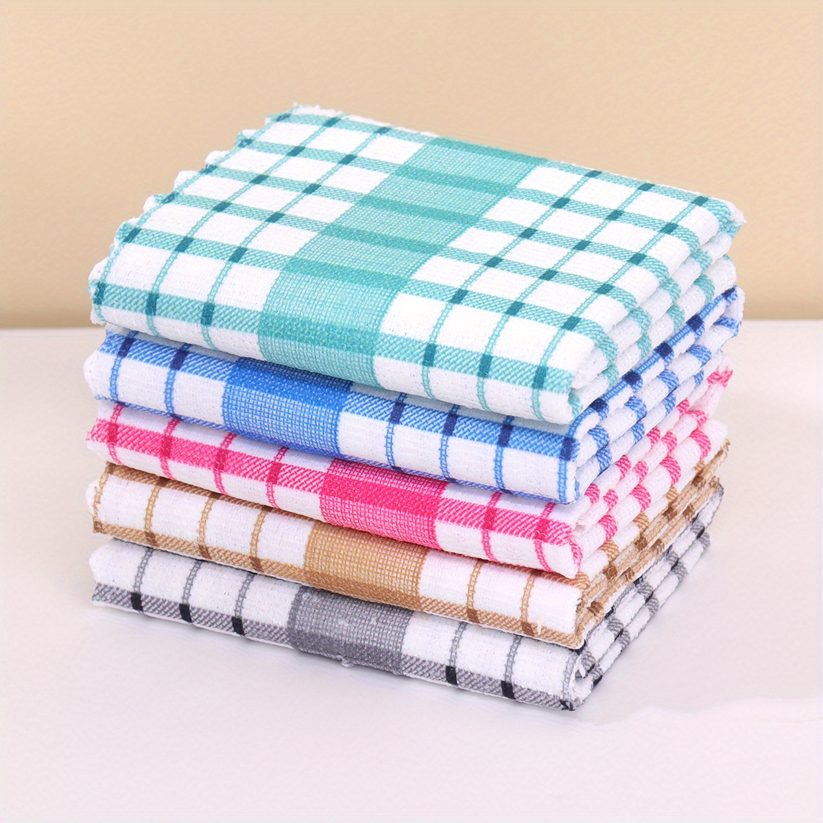 TEMU 5pcs/10pcs Modern Printed Dishcloths, Scouring Pads, Kitchen Towels, Microfiber With High Absorbency, Dopamine Colors, 3d Printed Design With