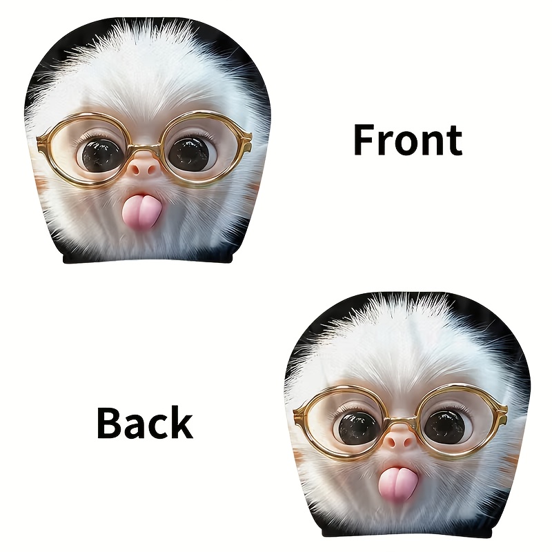 TEMU Set Of Monkey-with-glasses Car Headrest Covers. Car Accessory. Soft And Comfortable. No Filling Included. Suitable For Long Road Trips And Daily