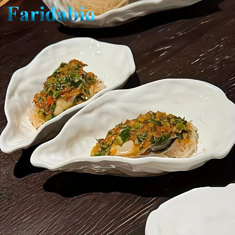 изображение предмета 2 керамические тарелки в форме   | уникальный   с неровными краями, сервировочные тарелки в форме ракушек размером 9 дюймов для обедов, вечеринок с морепродуктами, праздничных декораций,   рождественский подарок |    