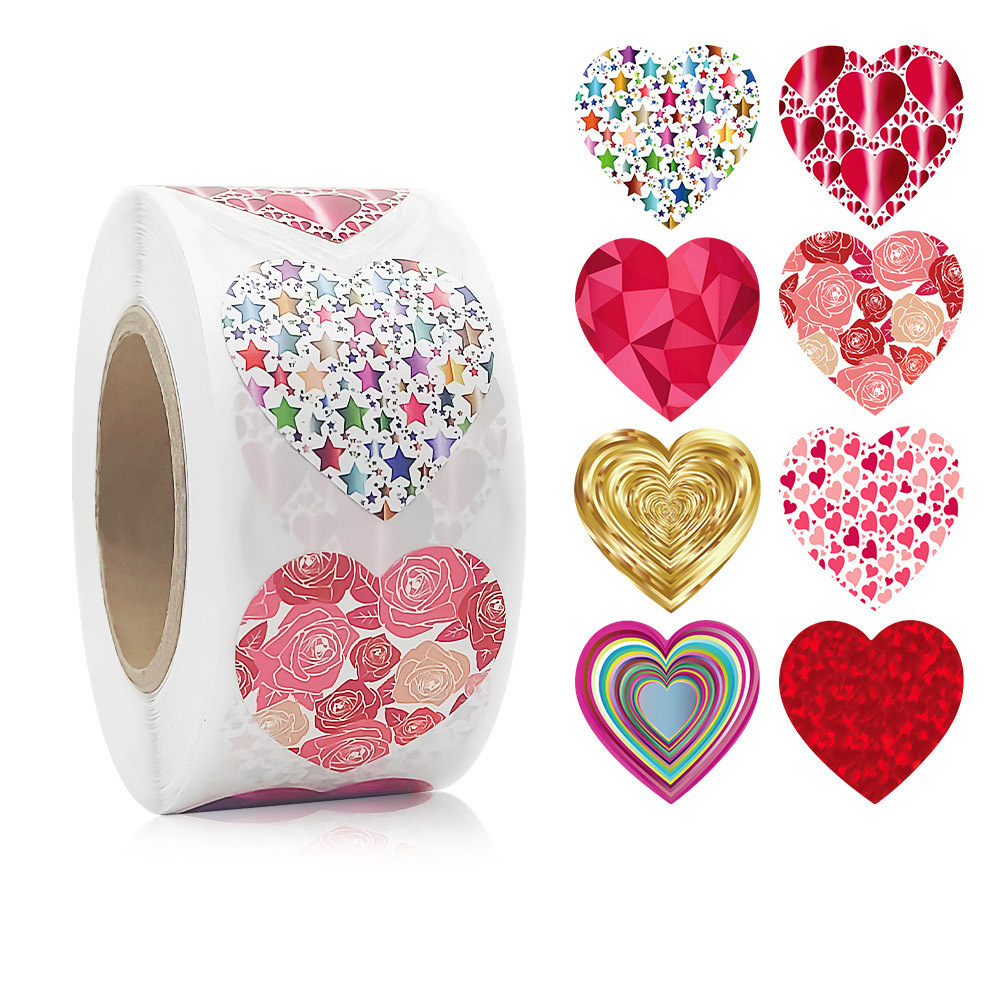 

500pcs/roll Glitter Valentine's Day Love Stickers, 1inch Heart Stickers, Love Labels For Valentine's Day, Day, Wedding, Envelope Gift Packaging Decorations, Teacher Easter Gifts