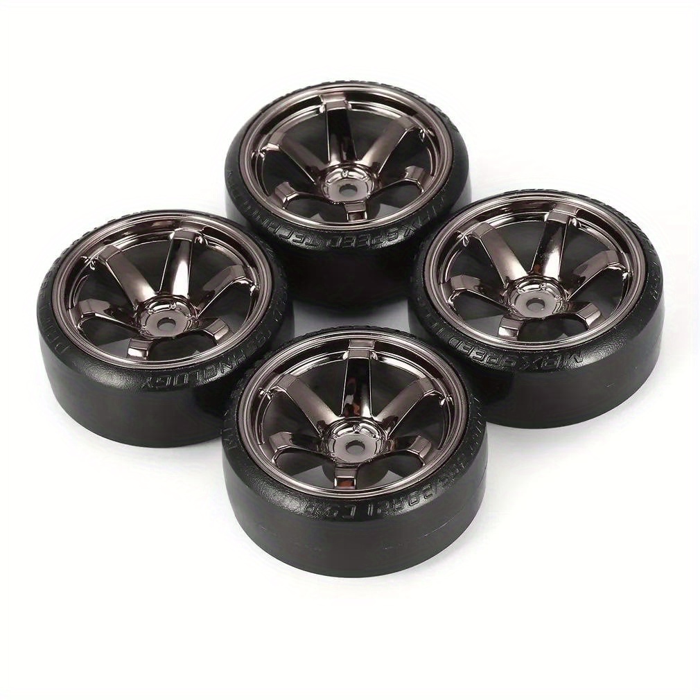 Image of 4pcs 60mm 1/ 10 Rc Drift Car Wheel Tire Set Hard Plastic Rim Tyre Hex For On-road Drifting Mst Yokomo Racing Ds5 Usukani Hpi Toy Part