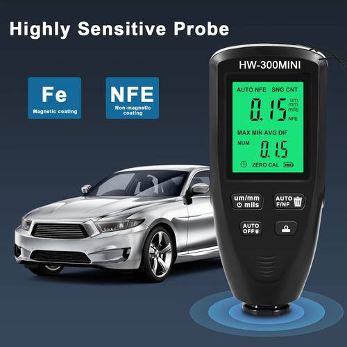paint thickness gauge 0 2000um coating thickness gauge high contrast backlit lcd display with auto digital calibration and data hold paint thickness tester fe nfe automatic detection present valentines day no battery