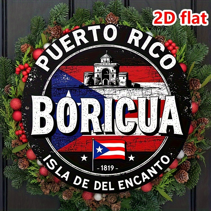 TEMU 2d Flat - Vintage Aluminum Wall Art Featuring A Puerto Rican And San Francisco Design, Measuring 8x8 Inches. This Decorative Piece Showcases A