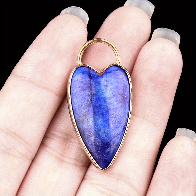 TEMU 1 ciondolo naturale a forma di cuore con bordo occhio di tigre, ciondolo in pietra, orecchino, collana, accessorio