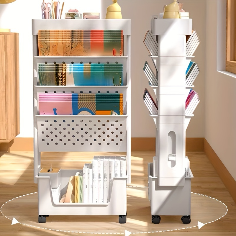 5-Layer Rolling Book Storage Box, Desktop Hanging Organizer