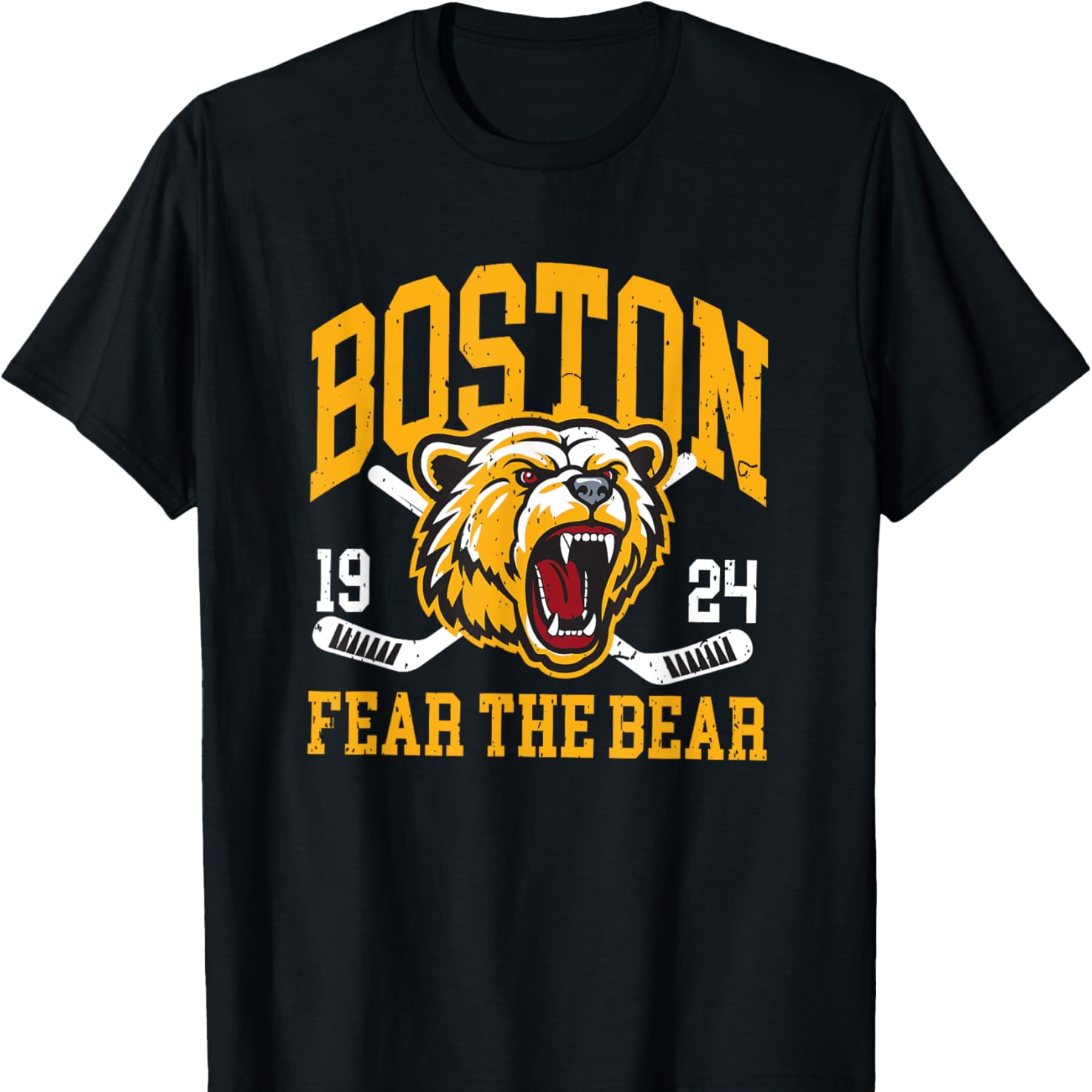 

Boston Ice Hockey "fear " Graphic T-shirt - 100% Cotton Casual Men' With Crew Neck, Short Sleeves, Wear, Slight Stretch Fabric, Knit Weave, Regular Fit, Printed Design