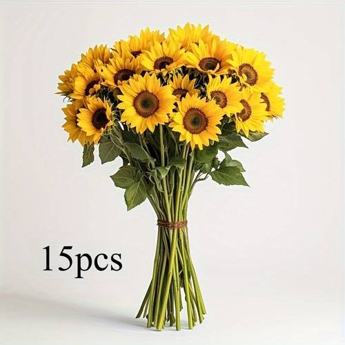 15 artificial autumn festival sunflower bouquets synthetic yellow flowers suitable for weddings home outdoor table decorations autumn christmas thanksgiving