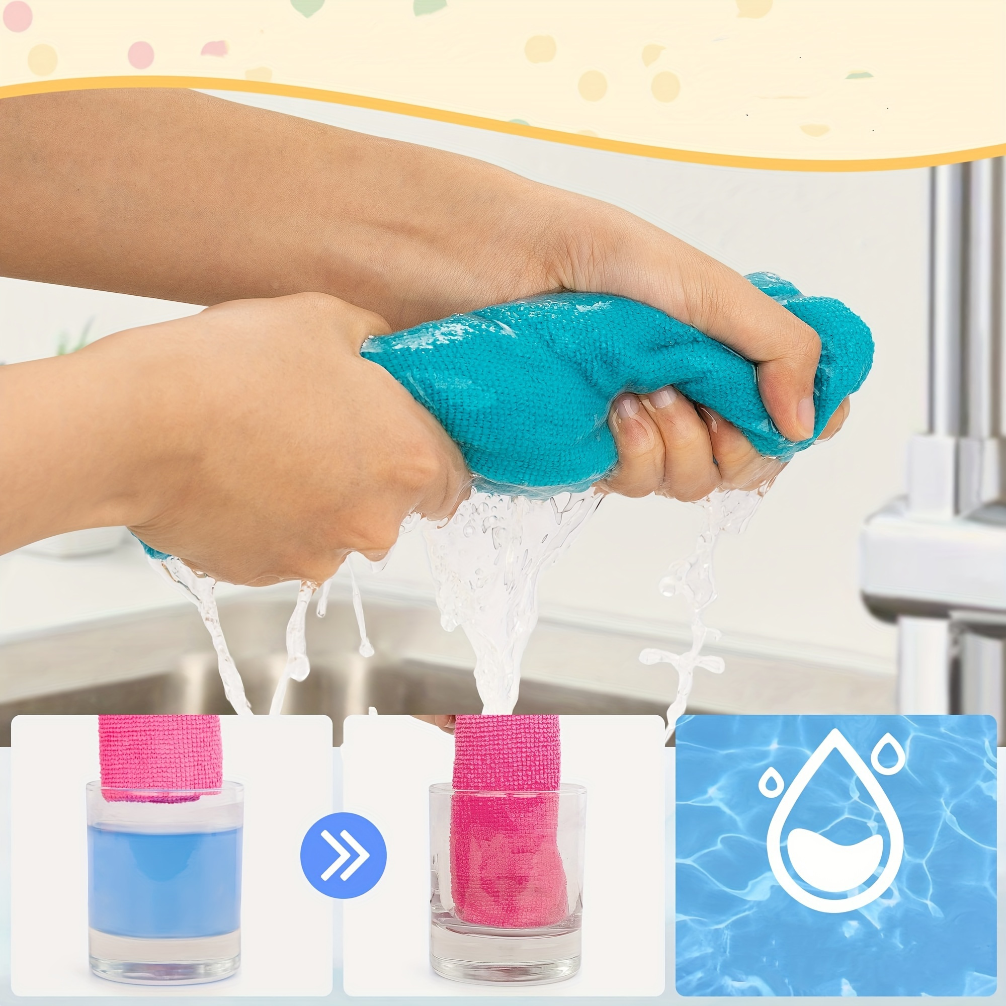 50-Pack Microfiber Cleaning Towels 16x16 in, Absorbent, Durable, Quick-Drying, Reusable Cloths for Kitchen and Commercial Use