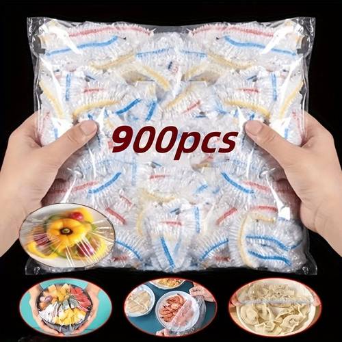 bardzo duża spożywcza z tworzywa sztucznego - 900 szt., 38,0 x 38,0 cm wielokrotnego użytku elastyczne pokrywy na miski, nadające się do przechowywania żywności i przygotowywania posiłków