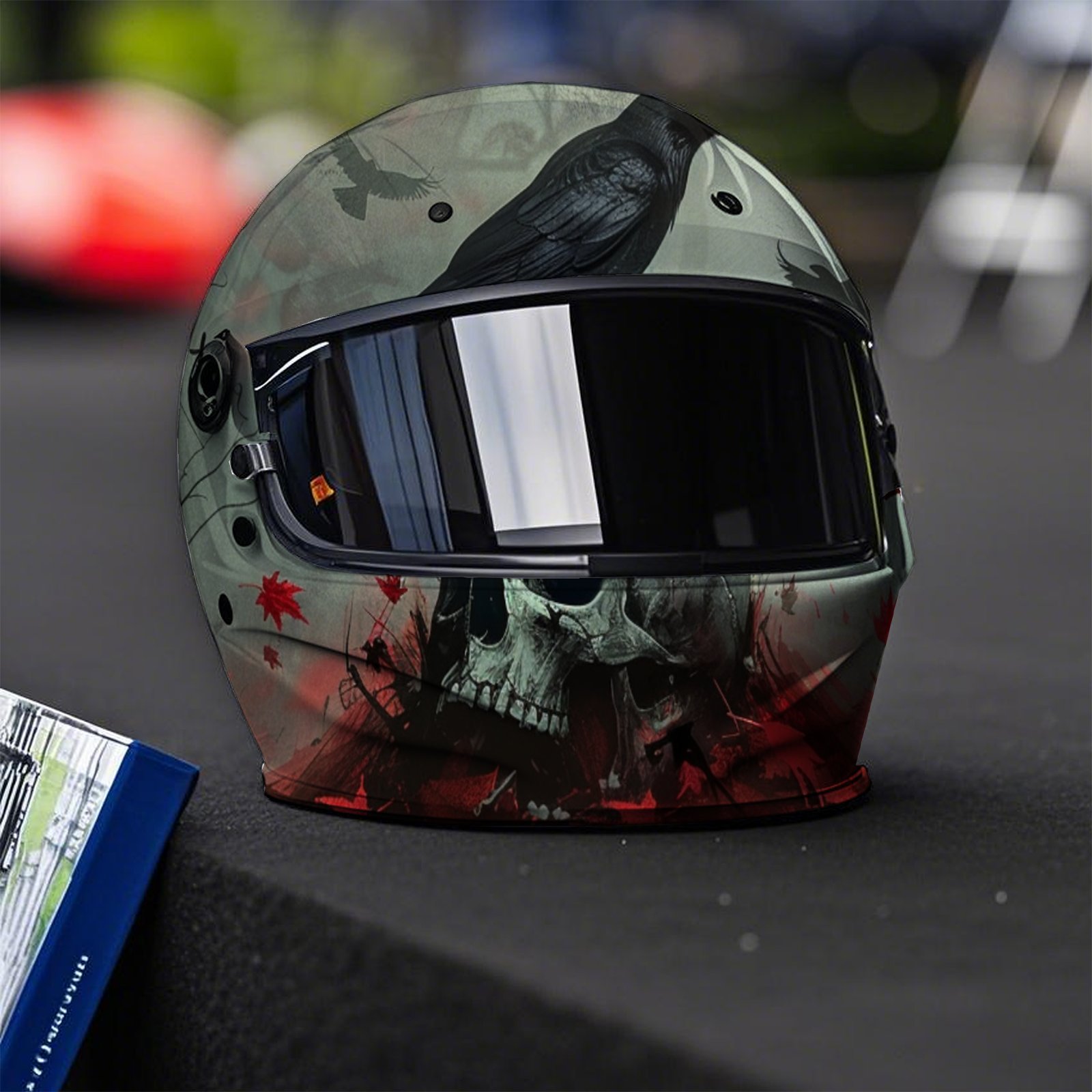 crow motorcycle helmet full helmet high definition crow skull shadow wrap